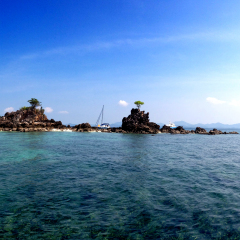 Panorama of tropical island in sea. Koh Khai Nai in Andaman sea at Phang Nga province in Thailand.