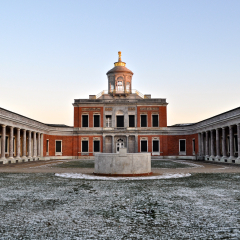 The Marmorpalais or Marble Palace, a former royal residence in Potsdam, Germany, on the grounds of the Neuer Garten gardens by King Frederick William II of Prussia
