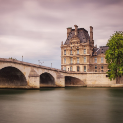 Pont du Carrousel in Paris from Seine river, Paris - France