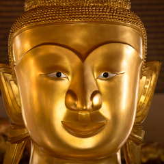 close up Phra phud in Wat Phra Thong Temple at Phuket, Thailand