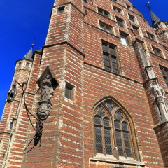 Detail of the brick walls of the Butcher's Hall (or literally Meat House, Vleeshuis in Dutch) in Antwerp, Belgium