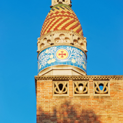 Detail of the Hospital de Sant Pau in Barcelona in Spain. In English it is called as Hospital of the Holy Cross and Saint Paul. It used to be a hospital. Now it is a museum