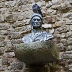Bust of Dante Alighieri in Casa di Dante, Frorence, Italy.