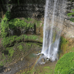 Tew's Falls, a large ribbon waterfall Spencer Gorge/Webster's Falls Conservation Area in Hamliton, Ontario, Canada. 