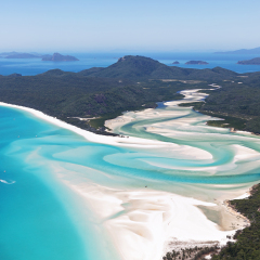 Aerial photo of Whitehaven Beach, Whitsundays