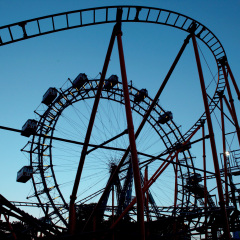 Ferris wheel and roller coaster. Prater, Vienna