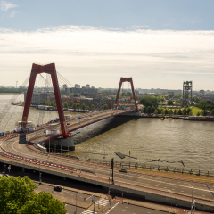 Aerial view of the bridge Willemsbrug Rotterdam in the Netherlands, Europe