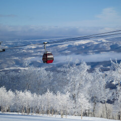 Hokkaido ski resort and red gondola
