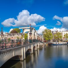 Skinny Bridge (Dutch: Magere Brug) over the Amstel river in Amstel