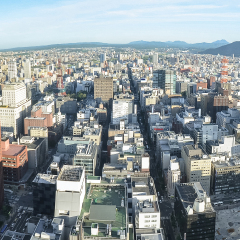 Sapporo Panorama Cityscape from JR Tower Observation Deck T38,Sapporo, Northern Japan.