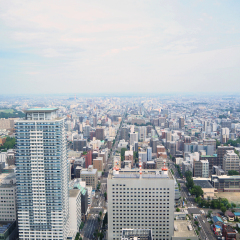 Landscape top view of Sapporo city from the T38 observatory JR tower