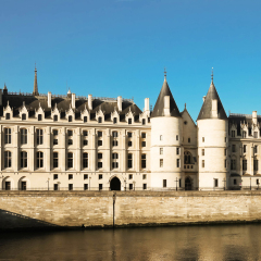 Conciergerie castle located on the west of the Ile de la Cite now used for law courts.Hundreds of prisoners during the French Revolution were taken from Conciergerie to be executed on the guillotine.