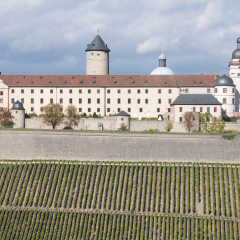 A view of the Marienberg Fortress or Festung Marienberg in Autumn