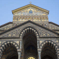 Detail of the cathedral of Sant'Andrea, main place of Catholic worship in Amalfi. Dedicated to St. Andrew the Apostle, is located in Duomo Square, in the center of the city.

