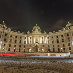 Spanische Hofreitschule (Spanish Riding School) in Vienna, Austria in the night
