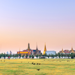 Royal Grand Palace, Emerald Buddha Temple and Sanam Luang (The Royal Field) in the morning