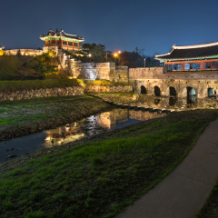 The water gate Hwahongmun (Buksumun) of Hwaseong Fortress in Suwon