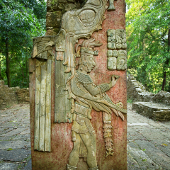 bas-relief carving at the Palenque ruins Chiapas Mexico