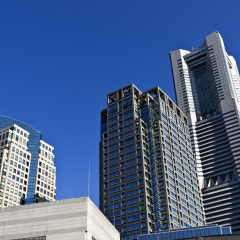 The cluster of high-rise buildings of Yokohama , Japan