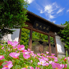 CHINA, SHANGHAI - SEPTEMBER 12, 2017 : View of the historical and  traditional old gate of Fudan University when school start in first semester 2017 with blue sky backgroud.Located in Fudan University