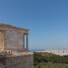The Temple of Athena Nike is a temple on the Acropolis of Athens. Built between 427 and 424 BC