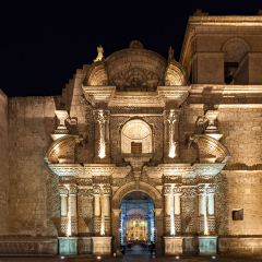 Jesuit Church of the Company of Jesus (Iglesia de la Compania) in Arequipa, Peru