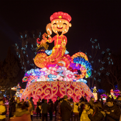 CHENGDU, CHINA- FEBRUARY 3, 2017: A lantern exhibition is hold during Chinese New Year holidays at the 2017 Chengdu Temple Fair in Wuhou Shrine Museum, Jinli Street