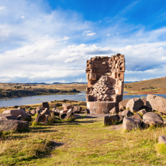 Sillustani is a pre-Incan burial ground on the shores of Lake Umayo near Puno in Peru