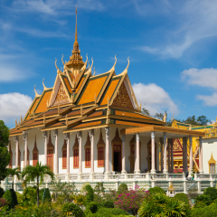 The temple containing the famous silver pagoda in the royal palace district of Cambodias capital Phnom Penh