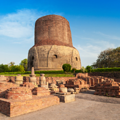 Dhamekh Stupa and ruins in Sarnath, India