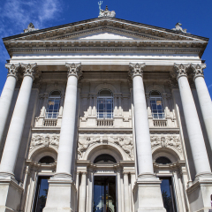 The impressive facade of the Tate Britain Art Gallery in London.