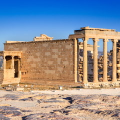 Athens, Greece. The Erechtheion, ancient Greek temple on the Acropolis.