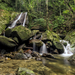View of Kipungit Waterfall in Poring Hot Spring, Kinabalu National Park, Sabah.