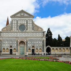 Close up of the Basilica of Santa Maria Novella in Florence during the day