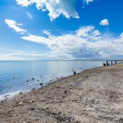 Hulun Lake unde blue sky in Inner Mongolia