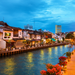 The old town of Malacca and the Malacca river. UNESCO World Heritage Site in Malaysia