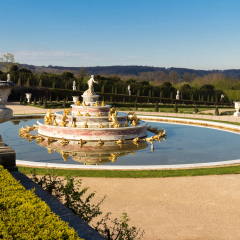 The Latona Fountain in the Garden of Versailles in France.