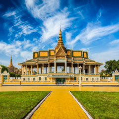Phnom Penh tourist attraction and famouse landmark - Royal Palace complex, Cambodia