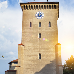 The ancient tower "Isartor" in Munich in Bavaria is one of four main gates of the medieval city wall.