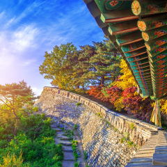 Autumn at Namhansanseong Fortress in Seoul, South Korea.