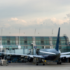 Plane at the gate of Chicago O'Hare International airport