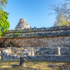 View of the observatory in Chichen Itza, also known as El Caracol