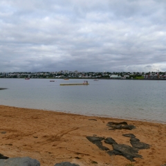 sandy geothermal sea spa in Nautholsvik Raykjavik Iceland