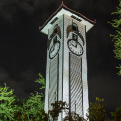 Atkinson Clock Tower at night in Kota Kinabalu town. Borneo island. Malaysia
