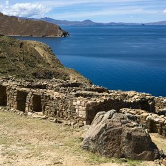 The ruins of Chinkana of Tiwanaku-Inca origin on Isla del Sol (Island of the Sun), a popular tourist destination in Lake Titicaca, Bolivia