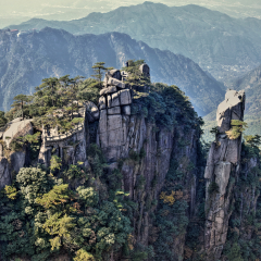 Mount Jiuhua, Nine Glorious Mountains, is one of the four sacred mountains of Chinese Buddhism located in Qingyang County in Anhui province in China.  