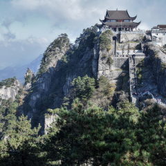 Tiantai Temple´s Daxiong Baodian, Treasure Hall of the Great Hero, at Mount Jiuhua, Nine Glorious Mountains, one of the four sacred mountains of Chinese Buddhism, Anhui province, China.