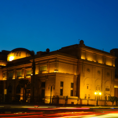 The Museum of Egyptian Antiquities, also known as Egyptian Museum at night - Cairo, Egypt