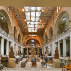 CAIRO, EGYPT - 02 JANUARY 2016 : Wide angle interior view of Egyptian Museum in Cairo.

