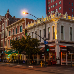 SAN DIEGO, CA - MAY 30 : Nightlife, shops and restaurants on Fifth Avenue in the Gaslamp Quarter Historic District on June 30, 2013, in downtown San Diego, California